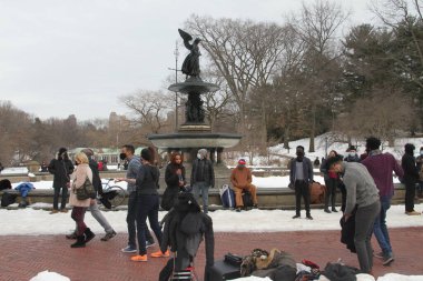 14 Şubat 2021, New York, ABD: Sevgililer Günü Central Park 'ta kutlandı. İnsanlar Sevgililer Günü 'nü danslarla kutlarken, müzikal sunumlar dinlerken, deniz aslanlarıyla eğlenirken ve Central Park, New York' ta eğlenirken görülüyorlar. 