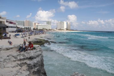 25 Ocak 2021: Cancun, Meksika: Güzel tropikal tatil beldesi Cancun, Meksika