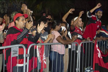 Flamengo - Brezilya 1. Lig Futbol Ligi 'nin biseksüel şampiyonu. 25 Şubat 2021, Sao Paulo, Brezilya: Flamengo takımı Sao Paulo 'daki Morumbi Stadyumu' nda Sao Paulo futbol takımına karşı oynadığı B-Championship maçını kutluyor. 