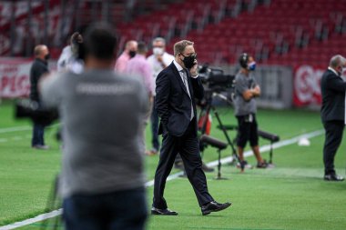 Flamengo - Brezilya 1. Lig Futbol Ligi 'nin biseksüel şampiyonu. 25 Şubat 2021, Sao Paulo, Brezilya: Flamengo takımı Sao Paulo 'daki Morumbi Stadyumu' nda Sao Paulo futbol takımına karşı oynadığı B-Championship maçını kutluyor. 