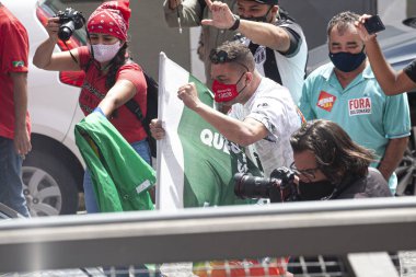 Brezilya eski başkanı Lula 'nın basın toplantısı. 10 Mart 2021, Sao Bernardo do Campos, Sao Paulo, Brezilya: Eski Brezilya Cumhurbaşkanı Luiz Inacio Lula da Silva, Anayasa Mahkemesi 'nin ardından ABC metal işçileri sendikasında basın toplantısı düzenledi. 