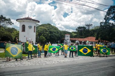 Sao Paulo Valisi 'ne karşı protesto. 19 Mart 2021, Sao Paulo, Brezilya: Protestocular Sao Paulo Valisinin ayrılmasını istiyorlar