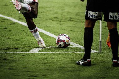 Paulista Şampiyonluk Serisi A3: Nacional - Desportivo do Brasil. 10 Mart 2021, Sao Paulo, Brezilya: Nicolau Alayon Stadyumu 'nda Paulista Şampiyonası serisi A3 sırasında Nacional ve Desportivo do Brasil arasındaki futbol maçı 