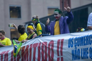 Sao Paulo Valisi 'ne karşı protesto. 19 Mart 2021, Sao Paulo, Brezilya: Protestocular Sao Paulo Valisinin ayrılmasını istiyorlar