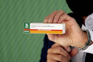 (INT) Basın Konferansı: Butanvac Sao Paulo 'da geliştirilen yeni bir COVID-19 aşısı. 26 Mart 2021, Sao Paulo, Brezilya: Butantan Enstitüsü covid-19 'a karşı kendi aşısını geliştiriyor, ButanVac aşısı% 100 ulusal. 