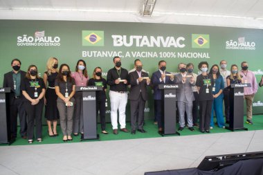 (INT) Basın Konferansı: Butanvac Sao Paulo 'da geliştirilen yeni bir COVID-19 aşısı. 26 Mart 2021, Sao Paulo, Brezilya: Butantan Enstitüsü covid-19 'a karşı kendi aşısını geliştiriyor, ButanVac aşısı% 100 ulusal. 