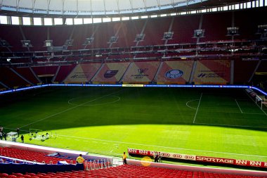 Flamengo, Palmeiras 'a karşı. 11 Nisan 2021, Brasilia, Federal Bölge, Brezilya: Flamengo ve Palmeiras arasındaki futbol maçı, Brezilya 'nın Mane Garrincha stadyumunda, COVID-19