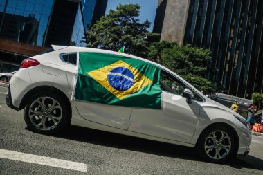 Sao Paulo 'daki Hıristiyan Aile Konvoyu Protestosu. 11 Nisan 2021, Sao Paulo, Brezilya: 