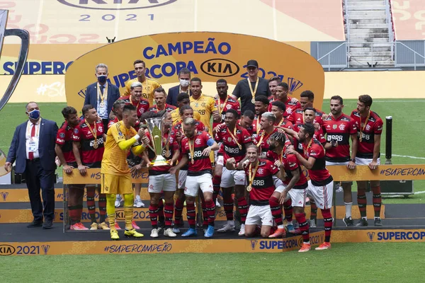 Flamengo Wygrywa Finał Super Cup Kwietnia 2021 Brazylia Dystrykt Federalny — Zdjęcie stockowe