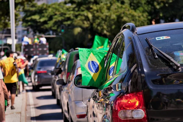 Mars Den Kristna Familjen För Frihet Bilkortege Protesterar Copacabana Beach — Stockfoto