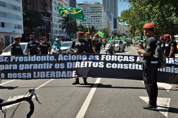 Marcha Familia Cristiana Por Libertad Motorcade Protesta Playa Copacabana Abril —  Fotos de Stock