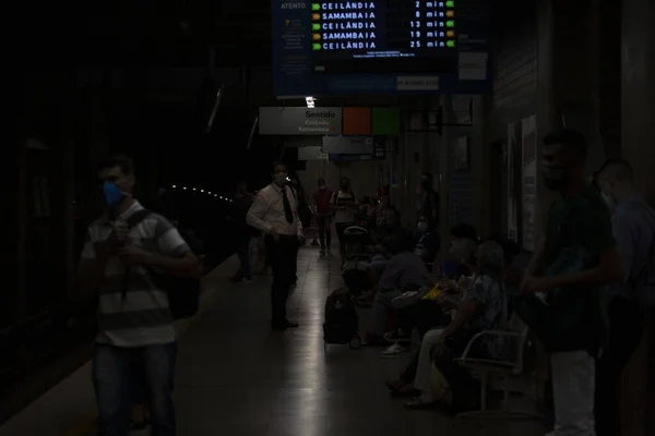 Beweging Van Mensen Het Centraal Metrostation Van Brasilia April 2021 — Stockfoto