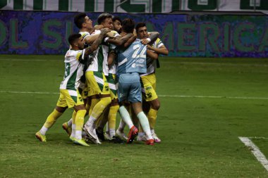 Brasilia, 04.14. 2021 - Conmebol Recopa Finali Savunma ve Adalet Şampiyonu: Brezilya Arjantinli Justicia 'nın Brasilia' daki Estadio Mane Garrincha 'da oynanan Conmebol Recopa finalinde  