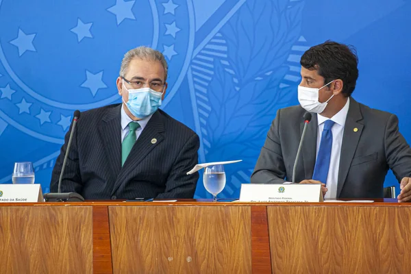 Пресс Конференция Противостоянию Пандемии Министром Здравоохранения Бразилии Апреля 2021 Года — стоковое фото