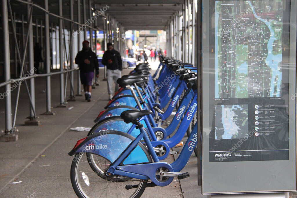 Citi Bike Stations Expansion in New York. April 14, 2021, Harlem, New