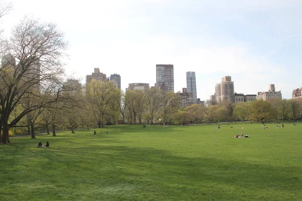 Nova Iorque Eua Movimento Pessoas Central Park Meio Covid Pessoas — Fotografia de Stock