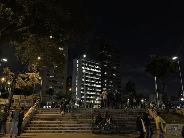 Movimento Pesado Pessoas Praça Roosevelt São Paulo Abril 2021 São — Fotografia de Stock