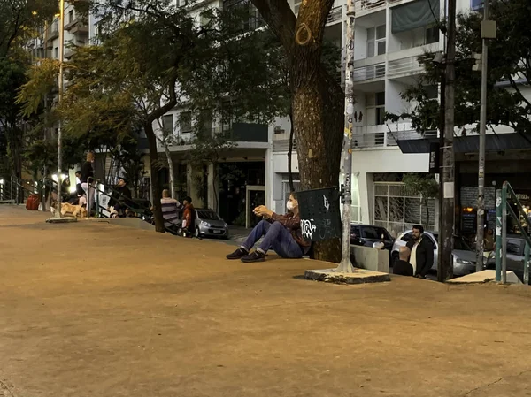 Sao Paulo Daki Roosevelt Meydanı Nda Yoğun Insan Hareketleri Nisan — Stok fotoğraf