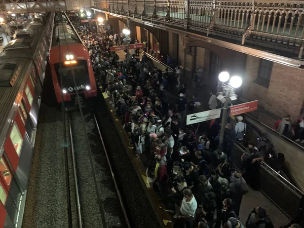 Congestie Sao Paulos Luz Treinstation Midden Van Covid April 2021 — Stockfoto