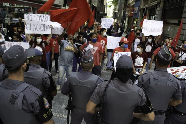 Demonstrace Mezinárodní Den Práce Května 2021 Porto Alegre Brazílie Centrální — Stock fotografie