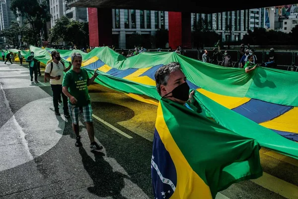 Manifestación Apoyo Presidente Bolsonaro Mayo 2021 Porto Alegre Brasil Manifestantes —  Fotos de Stock