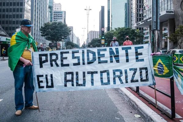 Manifestación Apoyo Presidente Bolsonaro Mayo 2021 Porto Alegre Brasil Manifestantes — Foto de Stock