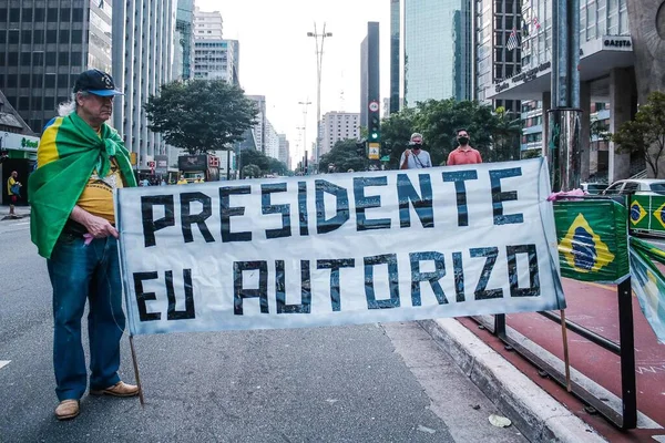 Bolsonaro Elnök Támogatásának Demonstrációja 2021 Május Porto Alegre Brazília Tiltakozók — Stock Fotó