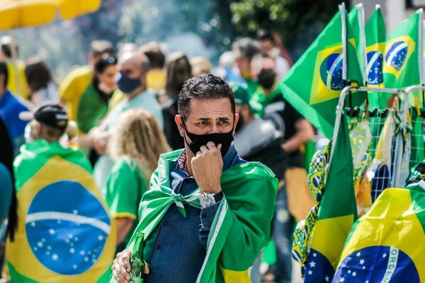 Bolsonaro Elnök Támogatásának Demonstrációja 2021 Május Porto Alegre Brazília Tiltakozók — Stock Fotó