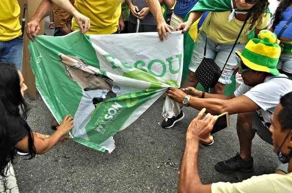 Pro Bolsonaro Демонстрація День Праці Копакабані Травня 2021 Року Ріо — стокове фото