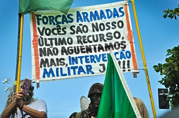 Pro Bolsonaro Demonstrace Svátek Práce Copacabaně Května 2021 Rio Janeiro — Stock fotografie
