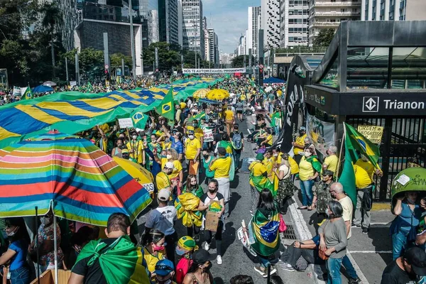 Demonstração Apoio Presidente Bolsonaro Maio 2021 Porto Alegre Brasil Manifestantes — Fotografia de Stock