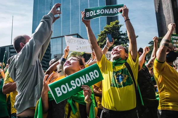 Bolsonaro Elnök Támogatásának Demonstrációja 2021 Május Porto Alegre Brazília Tiltakozók — Stock Fotó