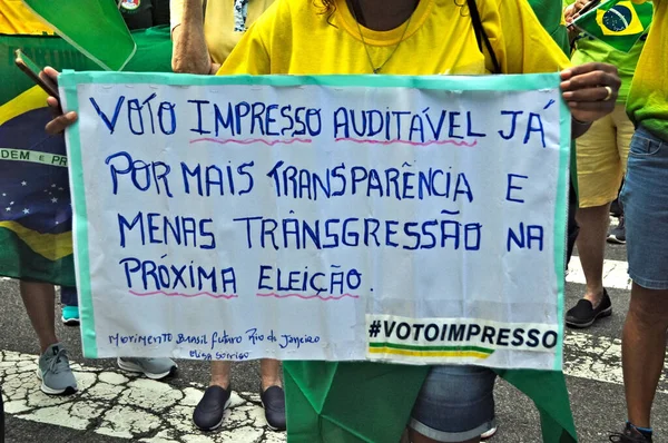 Demonstração Pro Bolsonaro Dia Trabalho Copacabana Maio 2021 Rio Janeiro — Fotografia de Stock