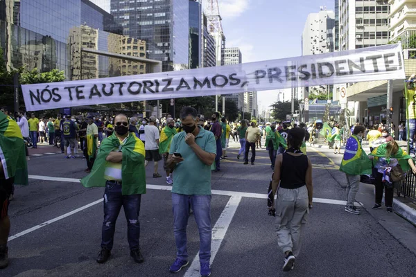 Manifestation Pour Vie Fête Travail Sao Paulo 1Er Mai 2021 — Photo