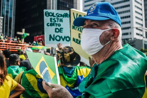 Manifestación Apoyo Presidente Bolsonaro Mayo 2021 Porto Alegre Brasil Manifestantes — Foto de Stock