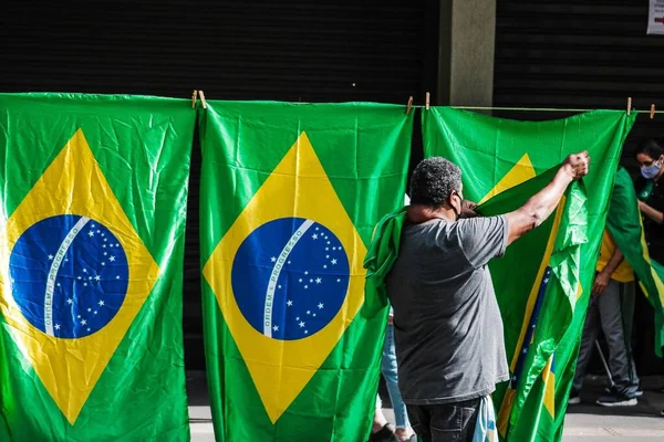 Bolsonaro Elnök Támogatásának Demonstrációja 2021 Május Porto Alegre Brazília Tiltakozók — Stock Fotó