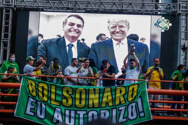 Manifestación Apoyo Presidente Bolsonaro Mayo 2021 Porto Alegre Brasil Manifestantes — Foto de Stock