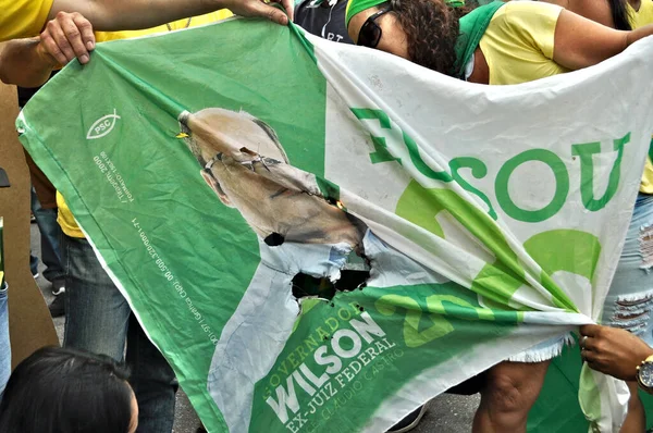 Demonstracja Pro Bolsonaro Dniu Pracy Copacabana Maja 2021 Rio Janeiro — Zdjęcie stockowe