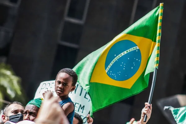 Manifestación Apoyo Presidente Bolsonaro Mayo 2021 Porto Alegre Brasil Manifestantes — Foto de Stock