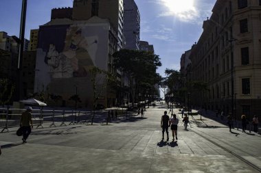 Vale do Anhangabau 'nun manzarası. 5 Mayıs, Sao Paulo, Brezilya: Sao Paulo şehrinin yeniden yapılanma sürecinden geçen Sao Paulo 'nun merkezindeki Vale do Anhangabau' nun görüntüsü