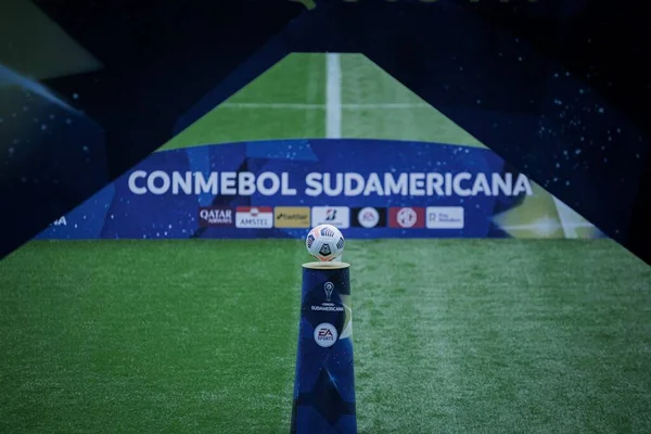 stock image Football match between Gremio and Aragua for the Conmebol Copa Sudamericana. May 6, 2021, Porto Alegre, Brazil. Ferreira of Brazil's Gremio celebrates after scoring during match against Aragua, from Venezuela, for the 3rd round of the group