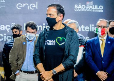 Novo Rio Pinheiros bisiklet yolunun Led ışıklandırma sisteminin açılışı. 7 Mayıs 2021, Sao Paulo, Brezilya. Sao Paulo Valisi Joao Doria Novo Rio Pinheiros bisiklet yolunun ilk Led ışıklandırma sisteminin açılışını yaptı.