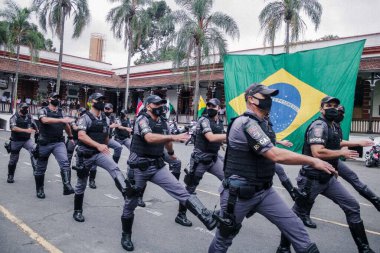 Sao Paulo Askeri Polisi 'nin 2. Taburu' nun 87. yıldönümü. 7 Mayıs 2021, Sao Paulo, Brezilya. Şok Polis Teşkilatı 2. Tabur 'un 87. yıldönümünün ciddiyeti.