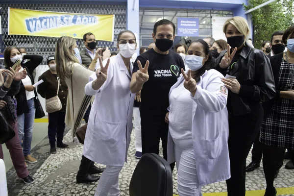 Guvernér Sao Paula Joao Doria Očkován Vakcínou Coronavac Května 2021 — Stock fotografie
