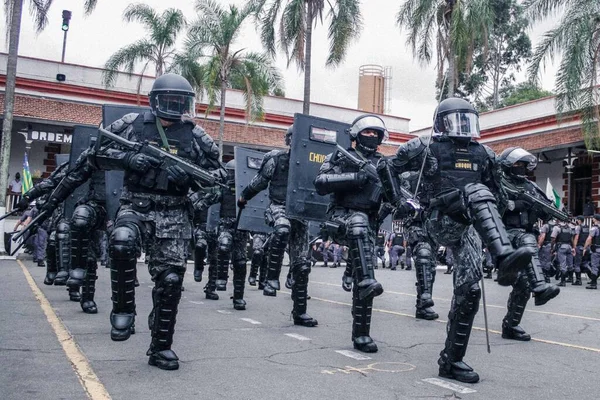 サンパウロの軍事警察のショック部隊の第2大隊の87記念日 2021年5月7日ブラジル サンパウロ 軍事警察のショック警察の第2大隊の存在の87周年の記念 — ストック写真