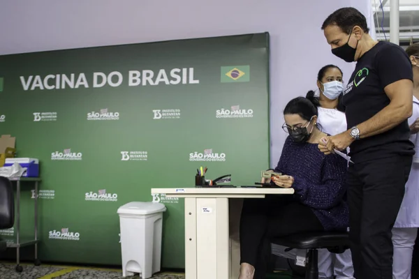 Guvernér Sao Paula Joao Doria Očkován Vakcínou Coronavac Května 2021 — Stock fotografie