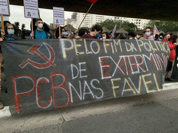 Manifestation Sao Paulo Contre Opération Qui Fait Morts Jacarezinho Mai — Photo