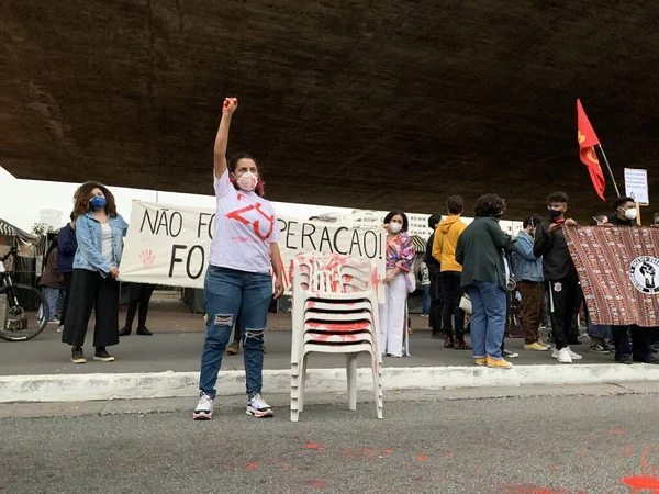 Protesto São Paulo Contra Operação Que Deixou Mortos Jacarezinho Maio — Fotografia de Stock