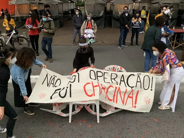 Protesto São Paulo Contra Operação Que Deixou Mortos Jacarezinho Maio — Fotografia de Stock