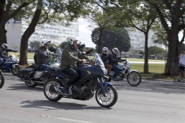 Bolsonaro Účastní Motocyklového Turné Ulicemi Brazílie Května 2021 Brazílie Prezident — Stock fotografie